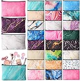 Meanplan 24 Pcs Marble Cosmetic Bags Marble Makeup Bags Toiletry Pouch with Zipper Travel Cosmetic Organizer for Women and Girls 24 Styles