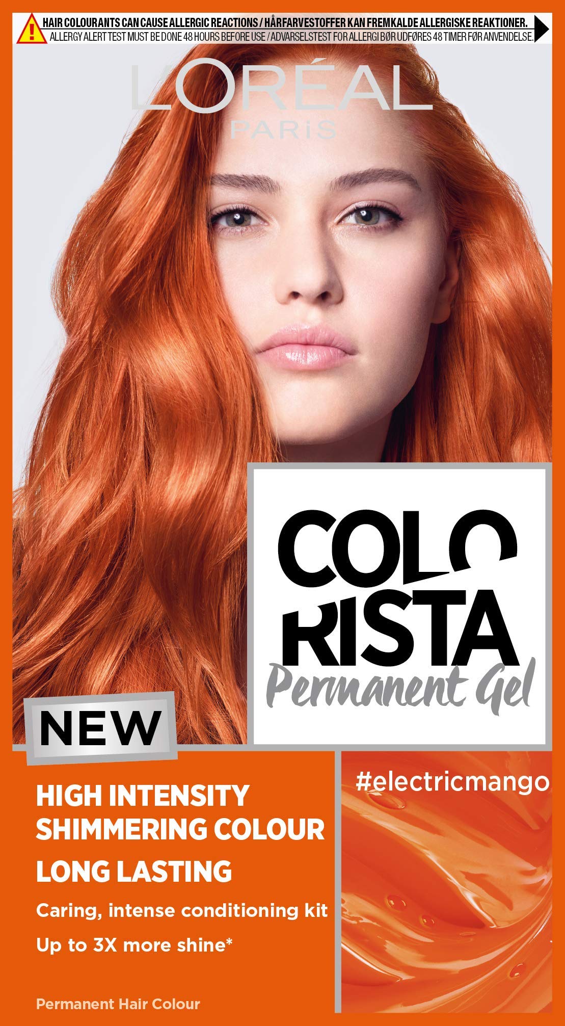 L'Oreal Paris Colorista Electric Mango Auburn Permanent Hair Dye Gel Long-Lasting Permanent Hair Colour , Electric Mango Auburn, 1 Count (Pack of 1)