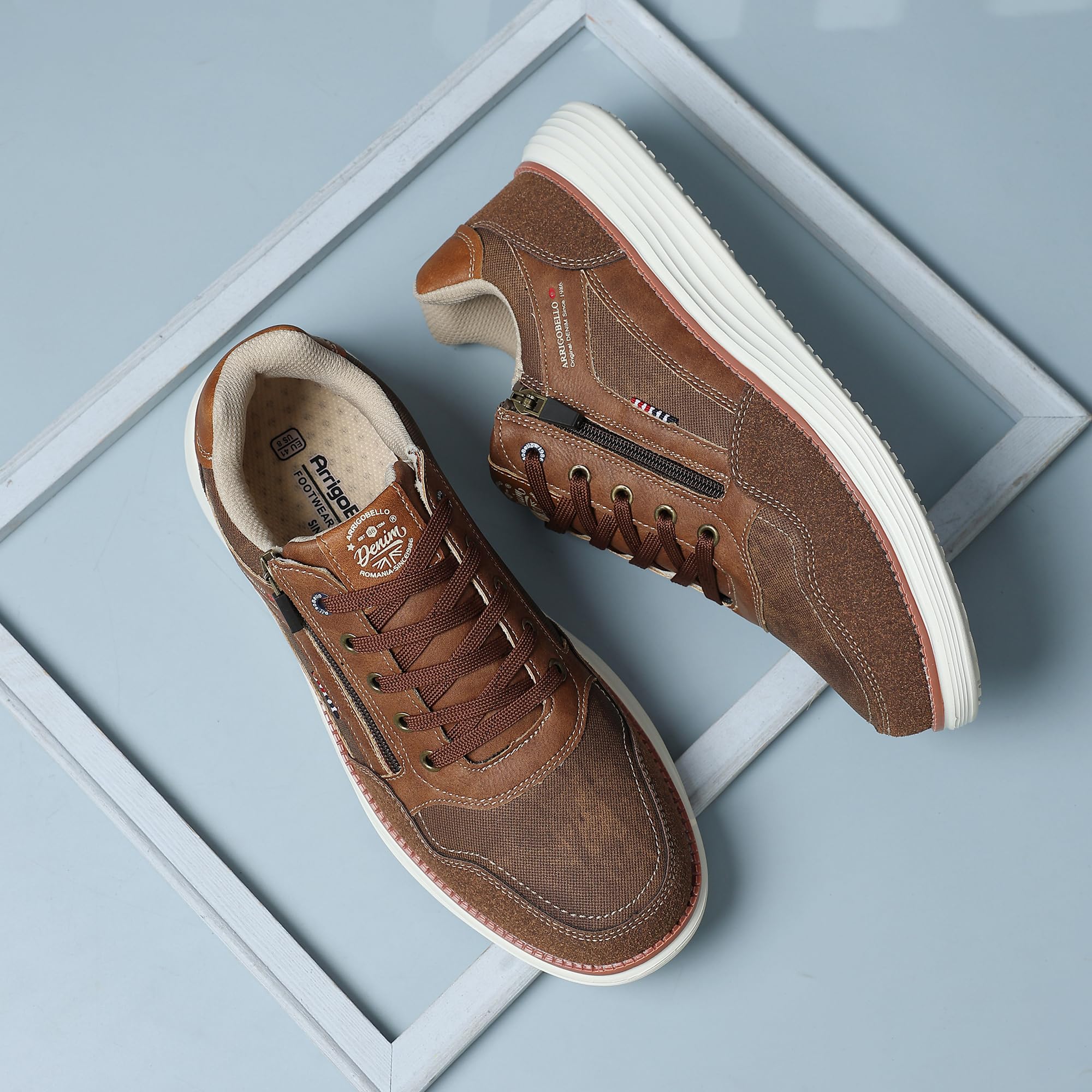 ARRIGO BELLO Schuhe Herren Freizeitschuhe Leichtes Sneaker Outdoor Wanderschuhe Laufschuhe Shoes Größe 41-46(B-Braun,Größe 43) 3
