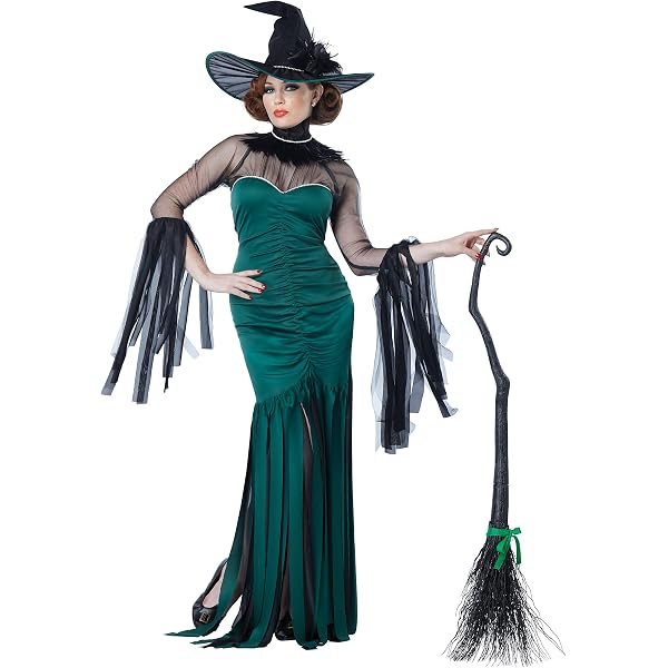 Amazon.com: frawirshau Adult Witch Costume for Women Sorceress Dress with  Wicked Witch Hat Sexy Halloween Costumes, Gray S: Clothing, Shoes & Jewelry