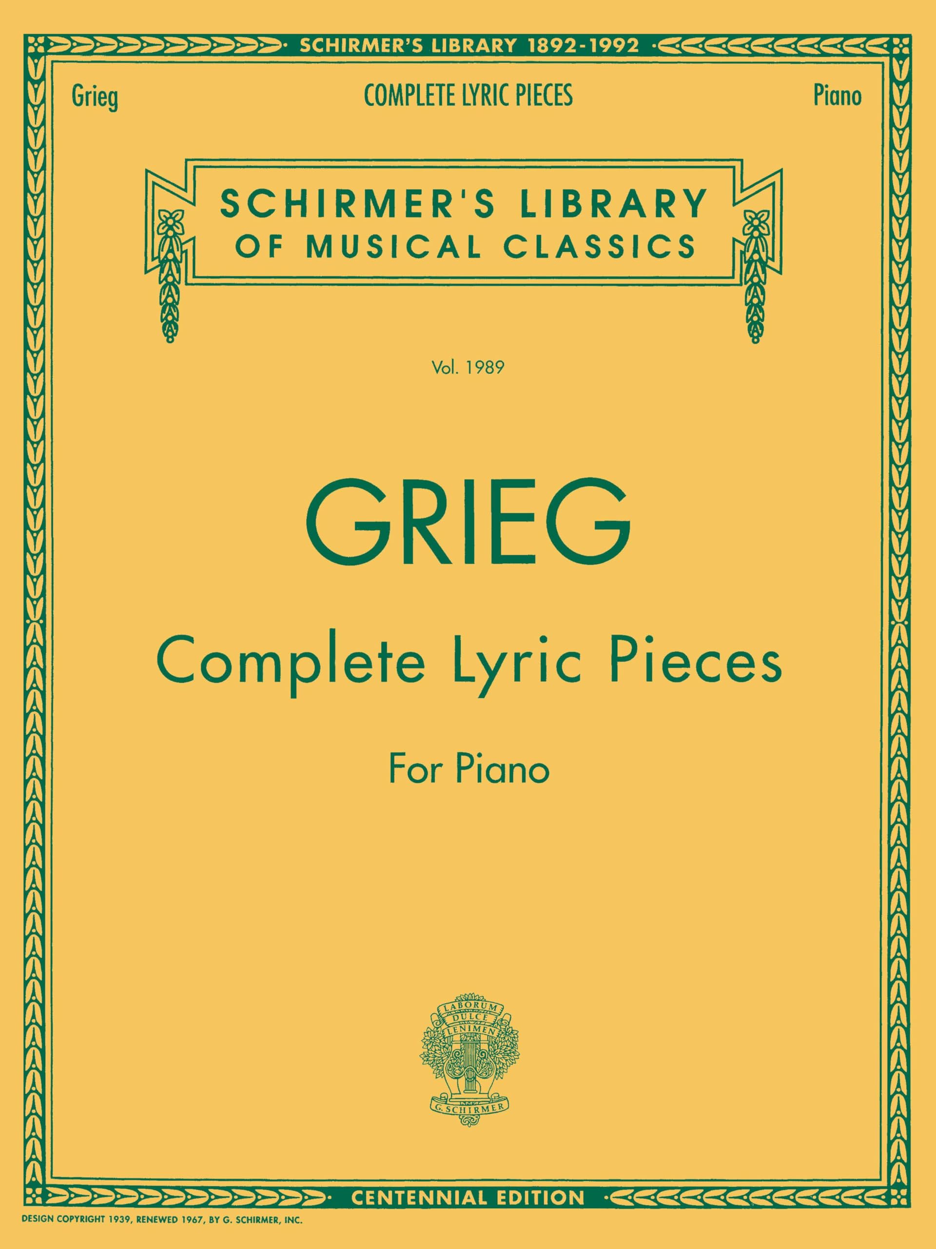 Edvard Grieg Complete Lyric Pieces for Piano | Classical Piano Sheet Music Collection for Intermediate to Advanced Pianists | Schirmer Library of ... Library of Classics Volume 1989 Piano Solo