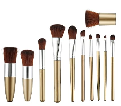 Rozia Makeup Brush Set 11Pcs Premium Synthetic Kabuki Brush Set Foundation Powder Blending Concealer Eye shadows Blush Cosmetics Brushes