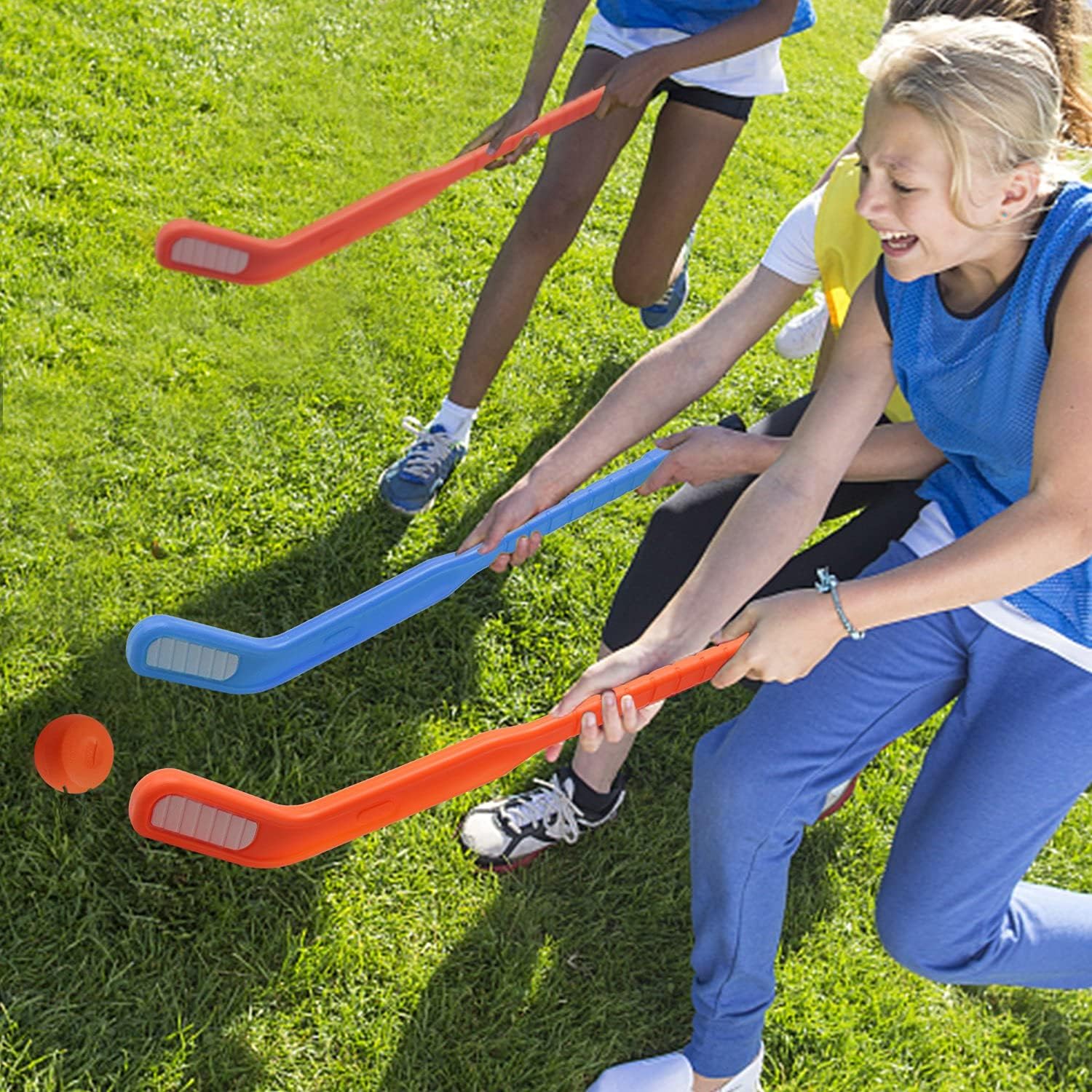 Liberty Imports Face Off Dual Hockey Sticks Youth Outdoor Sports Set for Kids Puck and Ball (1 Pack): Toys & Games