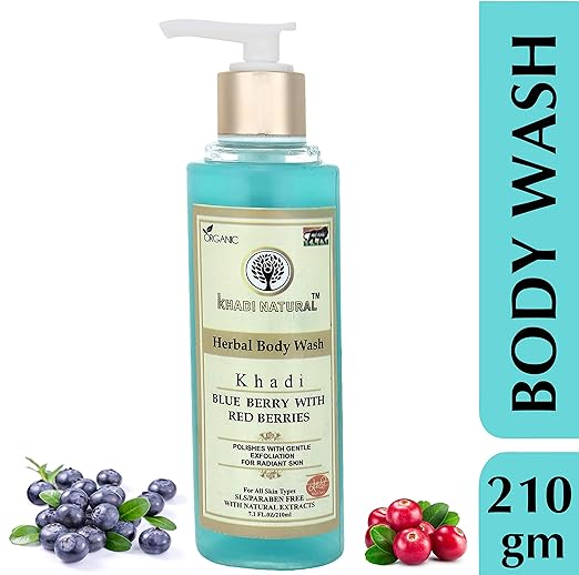Khadi Natural Herbal Blue Berry Red Berries Body Wash, 210 ml