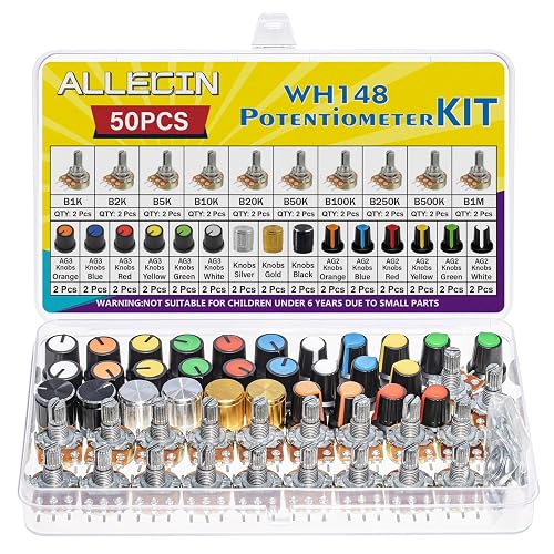 WH148 Potentiometer Kit 1K 2K 5K 10K 20K 50K 100K 250K 500K 1MK Ohm ...