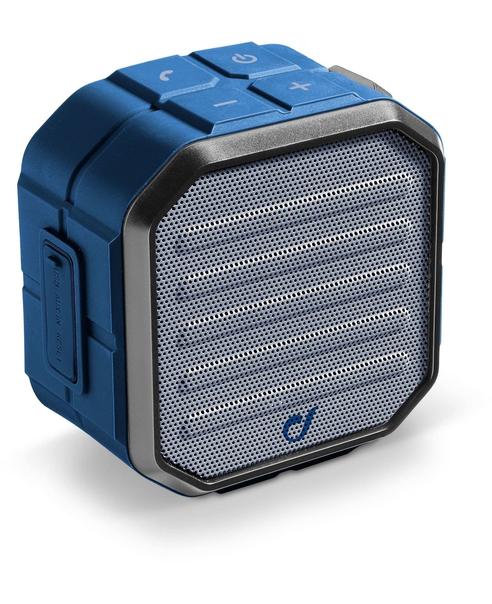 Cellularline Muscle - Portable bluetooth speaker with multi-compatibility I Music on the go with high-quality, clean and crisp sound I Pocket speaker with remote control buttons - Blue