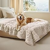 Luciphia Waterproof Dog Blanket for Medium Large Dogs Washable Bed Couch Protector Soft Fluffy 3D Heart Jacquard Pet Blanket with Sherpa Fleece Cozy Calming Throw Blankets, Beige 85x57 inch