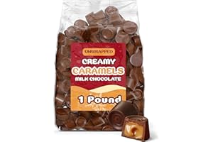 BUHA SWEETS Bulk Unwrapped Milk Chocolate Caramel Candy Cups - 1 Pound Creamy Caramel Filled Bite-Size Milk Chocolates Cups for Christmas Candy Bowls, Holiday Parties, Baking & Treats - Approx 75 Pieces