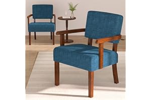 FAGAGA Accent Chair Set of 2 with Table, Living Room Chairs with Soft Seat and Armrests for Living Room Bedroom Reading Room Waiting Room, Lake Blue (AC01)