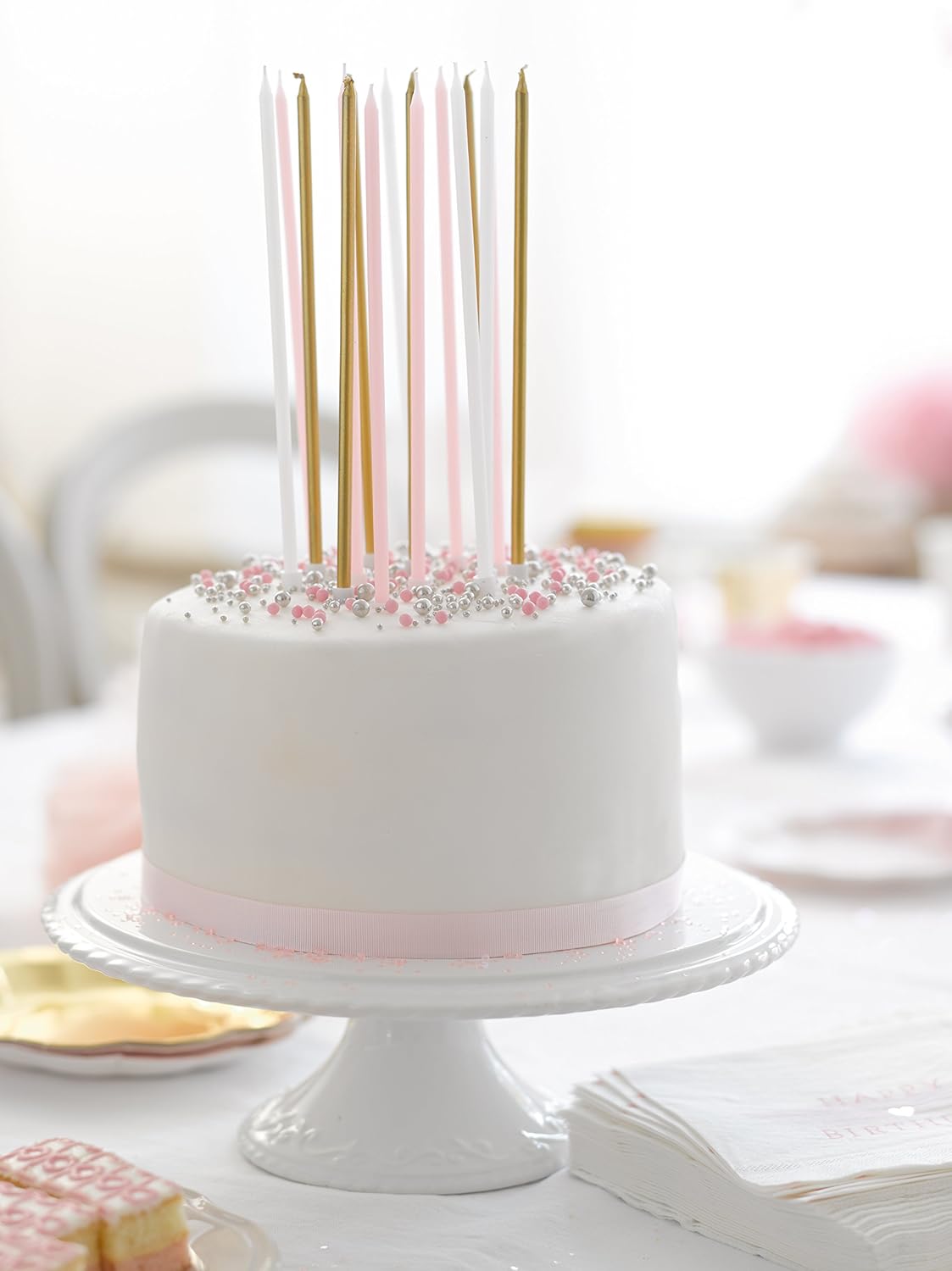 Talking Tables 16 x Pink, Gold & White Tall Birthday Candles with Holders, Pinkcandles, 10 cm - Image 4