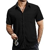 VATPAVE Mens Summer Striped Shirts Button Down Short Sleeve Vintage Beach Hawaiian Shirts with Pocket