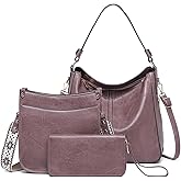 Purses for Women 3PCS, Crossbody Bags Set Large Leather Purse Shoulder Handbags with Wallet Adjustable Straps for Ladies Tote