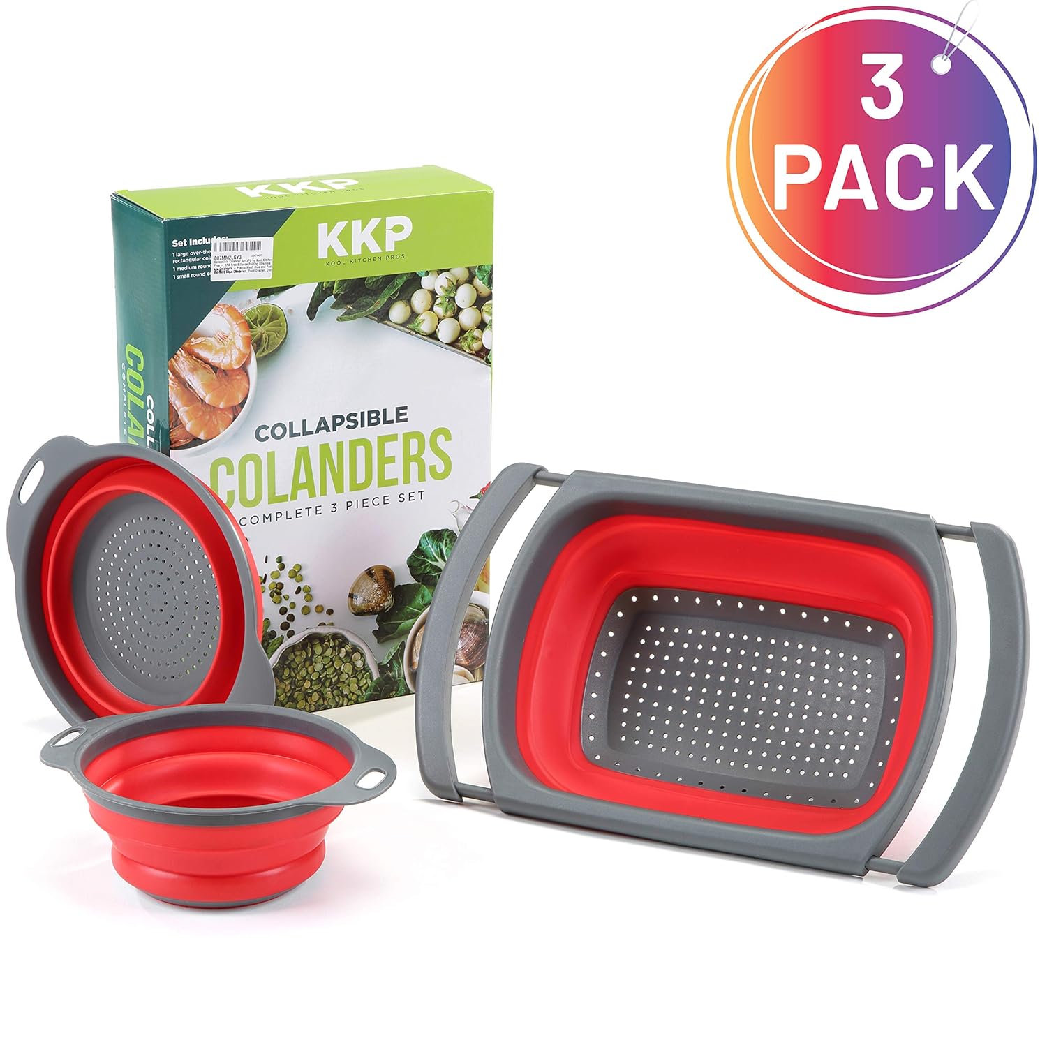Escurridor de Cocina como colador de Pasta Kool Kitchen Pros Juego de 3