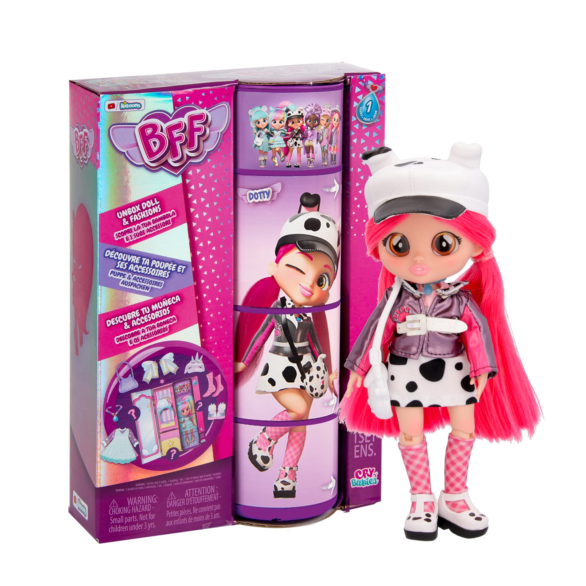 BFF By Cry Babies Dotty | Collectible Fashion Doll with Long Hair, fabric Clothes and 9 Accessories - Gift Toy for Girls and Boys 3+ Years โ image 1