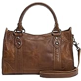 Frye Women's Melissa Zip Satchel Leather Handbag with Adjustable Shoulder Strap & Top Handle