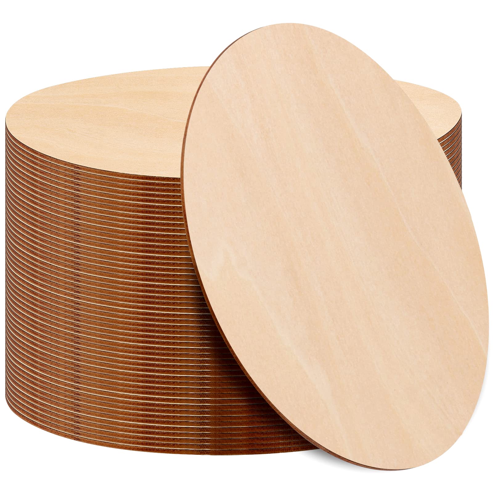 PINGEUI 50 Pieces 20cm Unfinished Round Wooden Circles, 0.25cm Thick Blank Round Wooden Discs Wood Circles for Crafts Large, Sign Plaque, Home Decoration, Christmas Ornaments