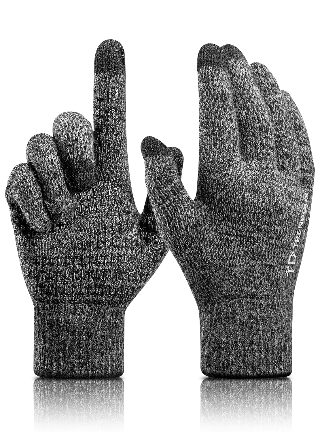 TRENDOUX Winter Gloves For Men Women, Cold Weather Warm Touchscreen Glove Unisex, Non-slip, Elastic Cuff, Knit Stretchy