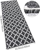 SHACOS Carpet Runner Hallway 60x180 cm Non Slip Washable Black view 2