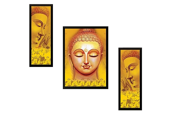 SAF Diwali UV Textured 'Buddha' Print Frame Painting (Synthetic, 72 cm x 3 cm x 49 cm) SANFS7706L