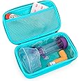 CASEMATIX Asthma Inhaler Case For Travel Fits Asthma Inhaler Spacer With Mask Attached, Inhaler Holder and Additional Accessories Used With Spacer For Inhaler, Includes Turquoise Asthma Case Only