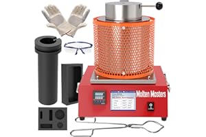 MOLTEN MASTERS MMasters Complete 3KG Electric Melting Furnace Kit – Smelting Set with Graphite Crucible, Ingot Mold, Tongs, Gloves & Goggles – Ideal for Gold, Silver, Copper, Aluminum Refining