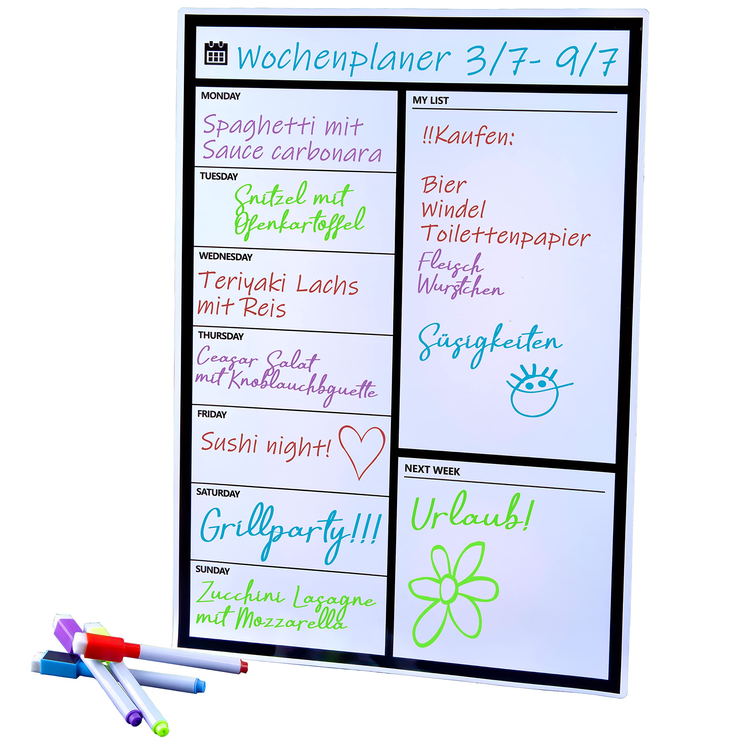 Magnetic Weekly Planner Magnetic Board for The Refrigerator Daily Planner White Board writeable Weekly Calendar pinboard Magnetic Magnetic Board to Hang up with Budget & Weekly Plan