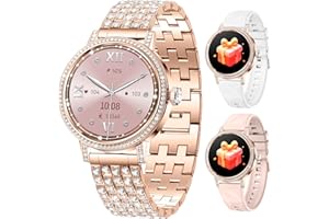Smart Watches for Women with Diamonds，Bluetooth Calls(Answer&Make)，1.27" HD Screen Smart Watch，Sleep/Heart Rate，Smartwatch Co