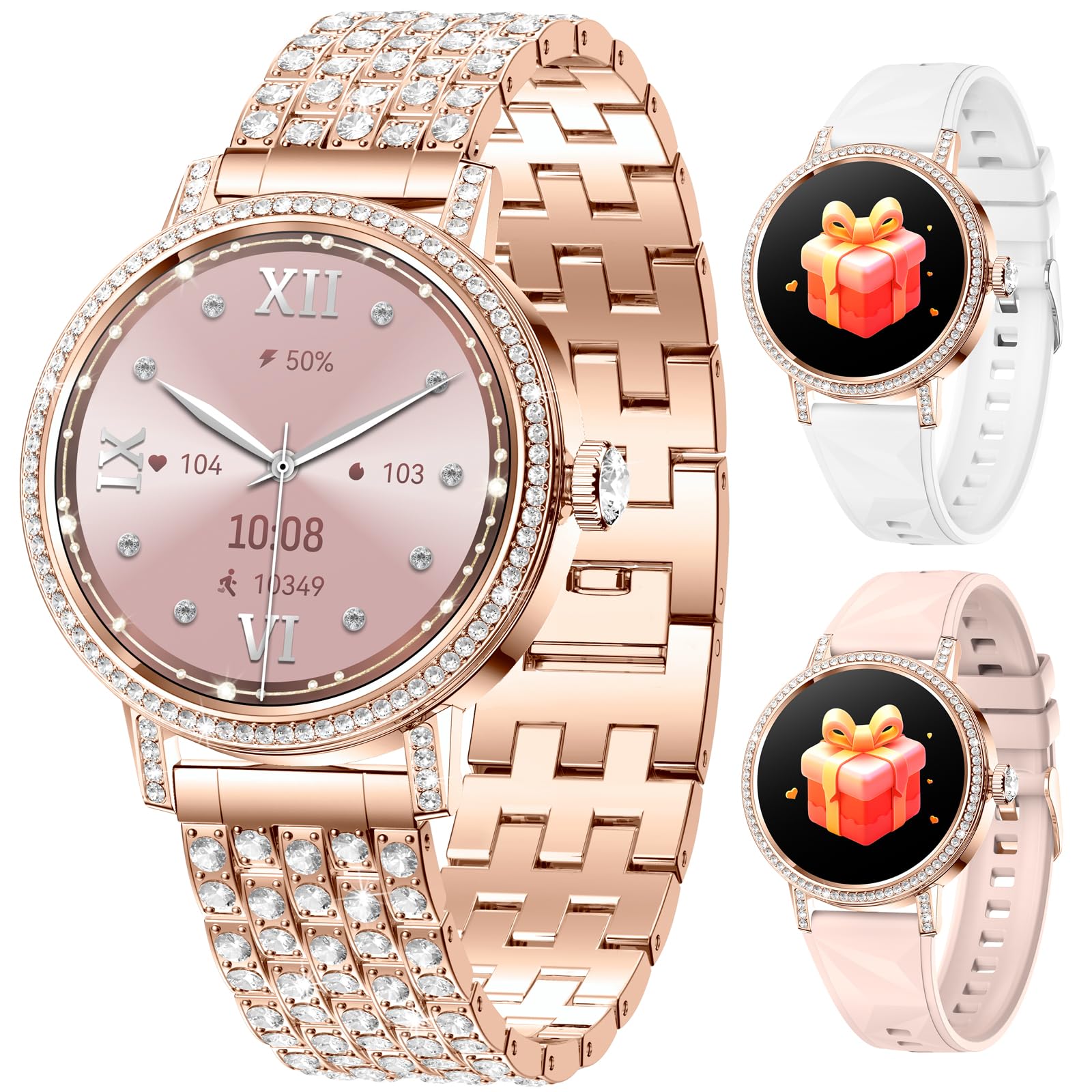 Smart Watches for Women with Diamonds,Bluetooth Calls(Answer&Make),1.27