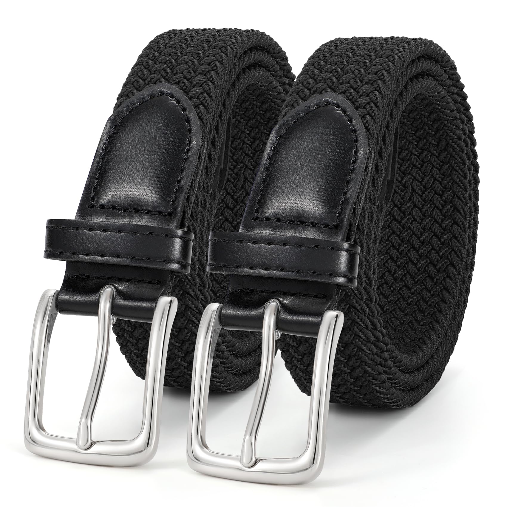JasGood Geflochtener Elastischer Gürtel für Herren und Damen, 2 Stück Stoffgürtel Stretchgürtel Dehnbarer Gürtel für Jeans Hosen, 3 cm Breite