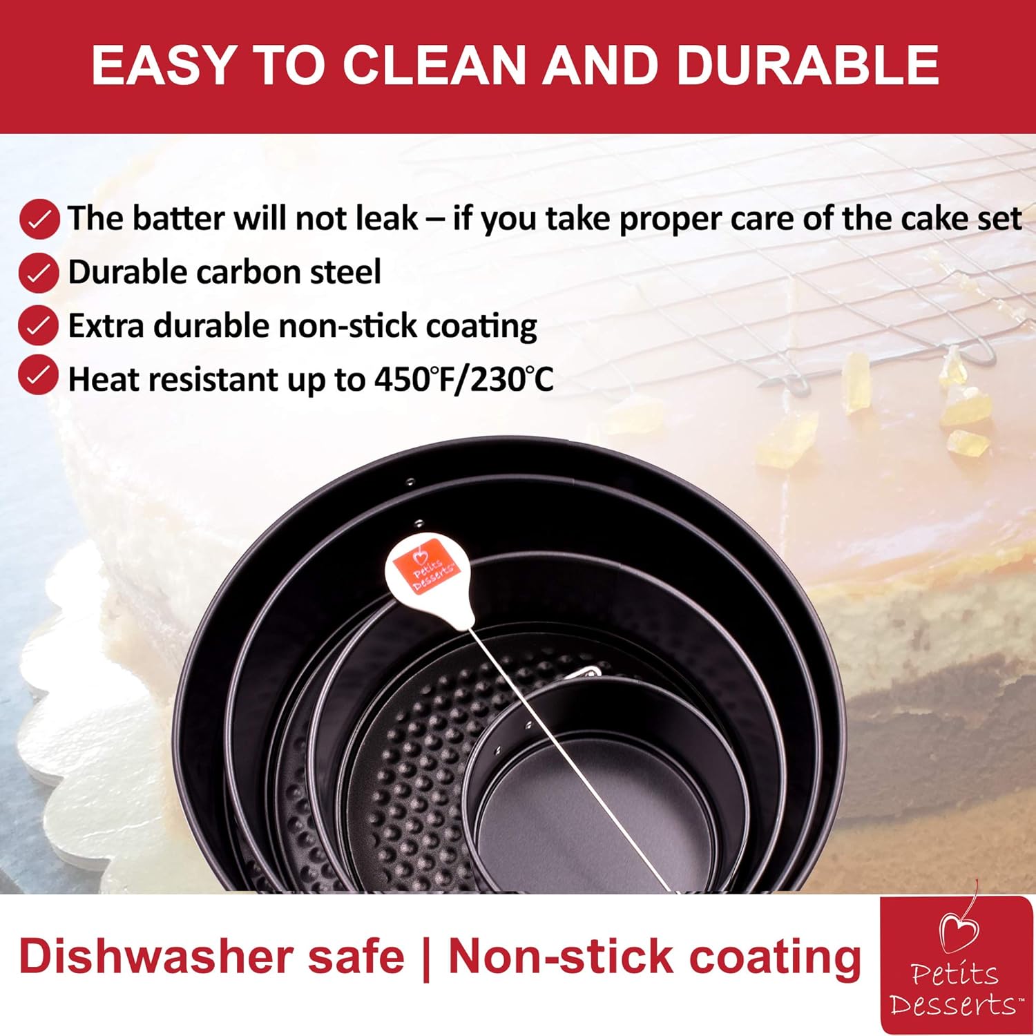 Springform Pan Set of 4: 4 7 9 and 10 inch | Cheesecake Pan | Nonstick Leakproof Cake Baking Pans | 1-4 Tier Wedding Cakes | CAKE TESTER included | Instant Pot Compatible Spring Form Cake Baking Pans: Kitchen & Dining