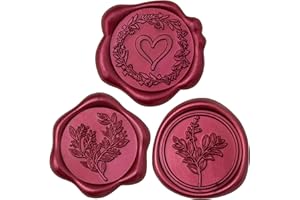 Uwilowe 60 Pcs Burgundy Wax Seal Stickers Self-Adhesive Envelope Seals Stamp Stickers, Perfect for Wedding Invitations Seating Chart Christmas Gift Wrapping 3 Designs in 1 Pack