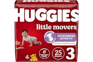 Huggies Size 3 Diapers, Little Movers Baby Diapers, Size 3 (16-28 lbs), 25 Count