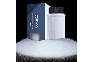 Ceya Ultra Fine Glitter Powder, 3.5oz/ 100g Iridescent White Craft Glitter Powder 1/128” 0.008” 0.2mm Nail Glitter for Epoxy Resin DIY Craft Tumblers Painting Scrapbooking Christmas Decor