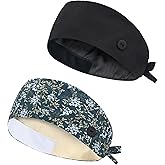 IRIS CRAFT Adjustable Working Cap with Button, Satin-Lined Cotton Working Hat Sweatband, Elastic Working Hat Unisex, One Size