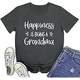 YITAN Women Happiness is Being Printed Graphic Tee Tops