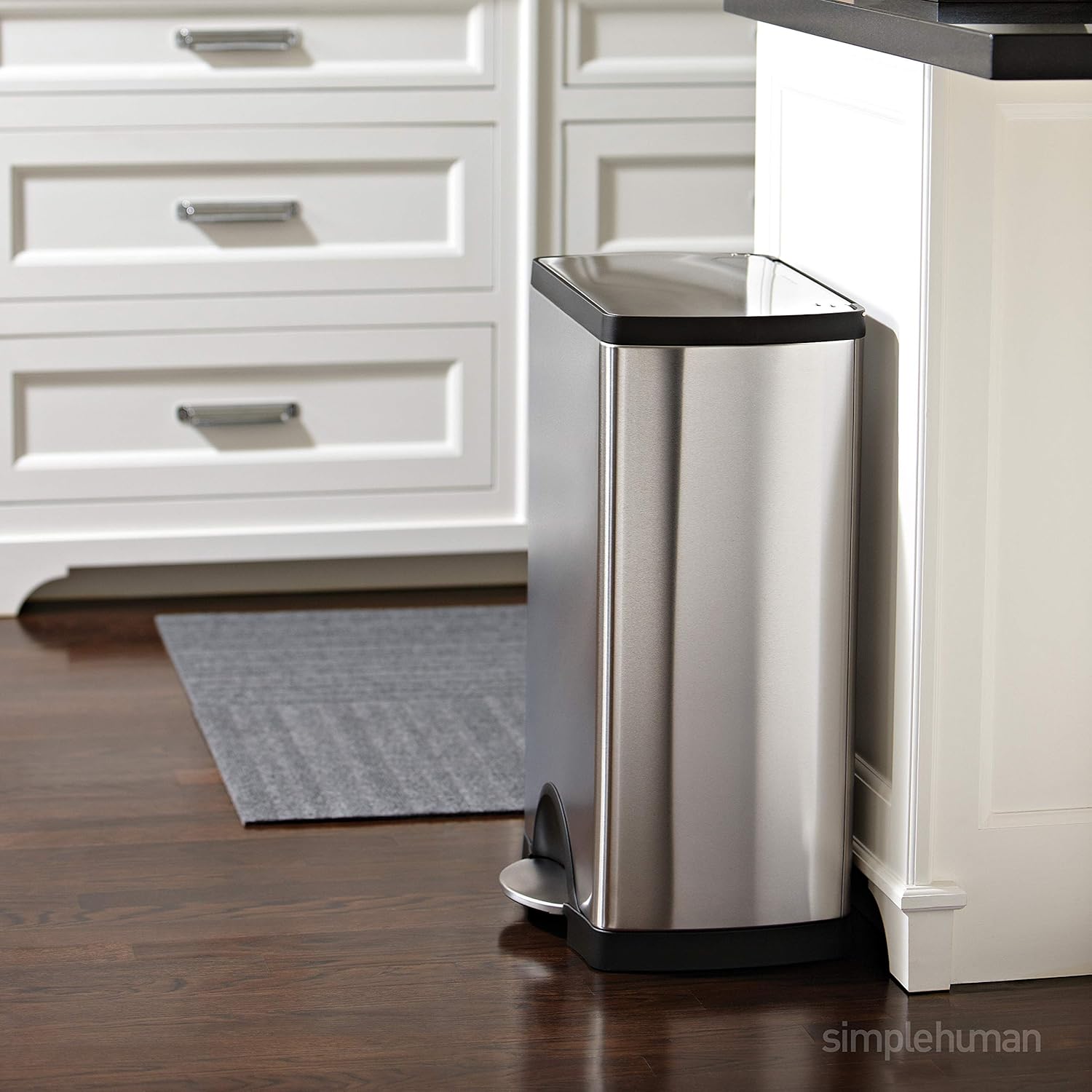 simplehuman 50 Liter / 13.2 Gallon Rectangular Kitchen Step Trash Can, Brushed Stainless Steel: Home & Kitchen