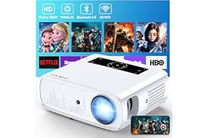 GROVIEW Projector, 15000lux 490ANSI Native 1080P WiFi Bluetooth Projector, 300'' Video Projector, Supports 4K & Zoom, 5G Sync, Compatible with HDMI USB/ AV/ Smartphone/ Pad/ Laptop/ DVD/ TV Stick/ PS5