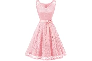 Dressystar Women Floral Lace Bridesmaid Party Dress Short Prom Dress V Neck
