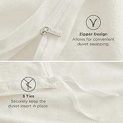 Bedsure 100% Washed Cotton Duvet Cover Queen Size
