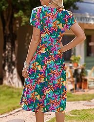 HOTOUCH Womens Short Sleeve Dresses Summer Floral