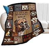 banonaty Boxer Dog Throw Blanket Cozy Fleece Flannel Bedding Boxer Dog Gifts for Women Men Boys Girls Lovers Adults Lovers Stuff Plush for Couch Sofa Bed Decor 40"X50"