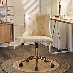 VINGLI Olive Green Velvet Armless Office Desk Chair