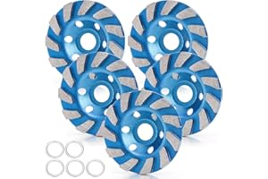 Cedilis 5 Pack Concrete Grinding Wheel, 4 Inch Heavy Duty Diamond Cup Wheel for Angle Grinder, 11 Segs, Blue