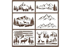 YHSLMH Mountain Stencils for Painting on Wood Burning Stencils and Patterns Reusable Nature Deer Tree Stencils for Crafts Canvas Furniture Wall Drawing Pattern Decorative (Mountain)
