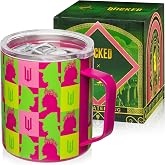 Dragon Glassware x Wicked Stainless Steel Camp Mug with Lid, 12 oz - Pink | Insulated Camping Mug For Coffee, Tea, Matcha, Hot Beverages; Official Wicked Mug