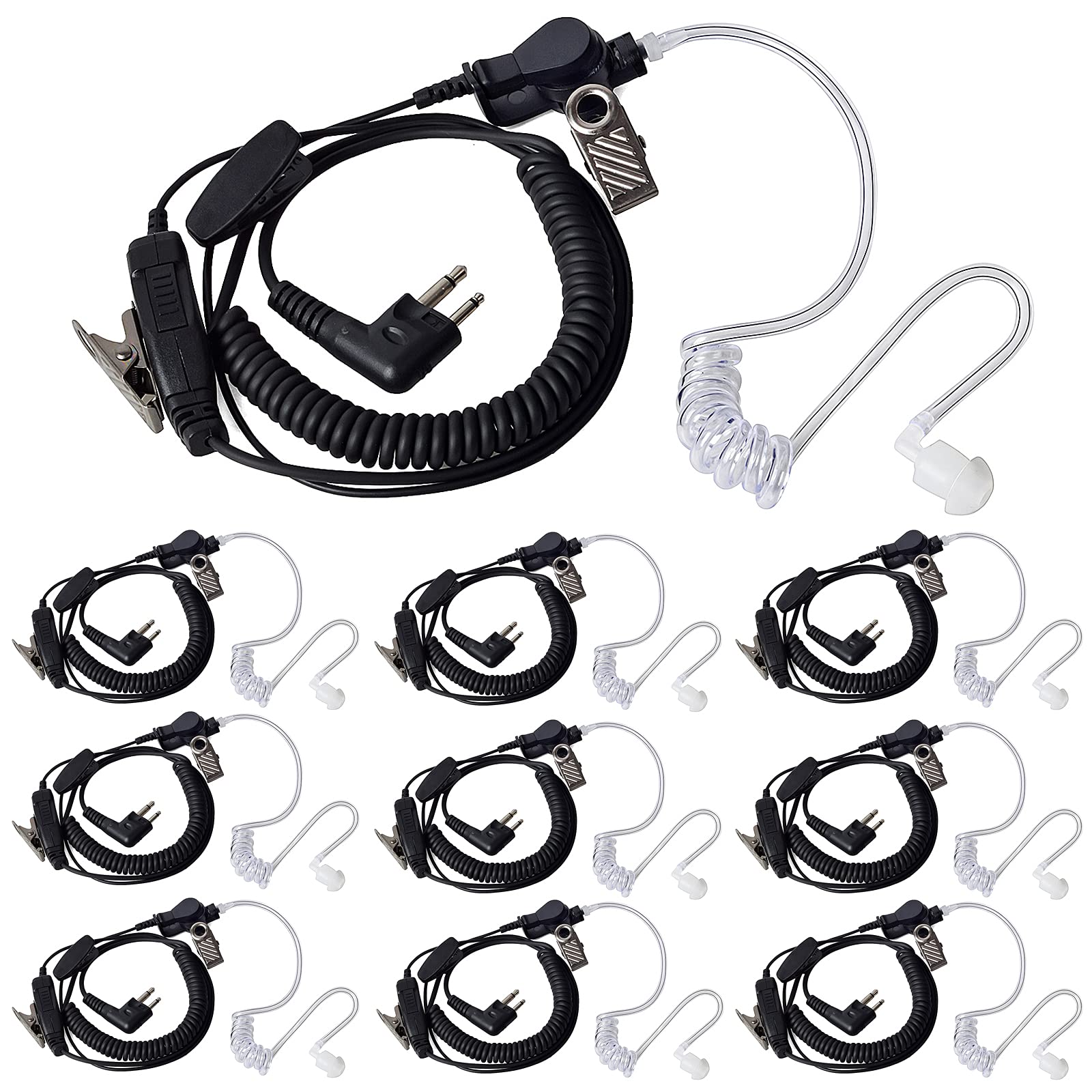 HYS Walkie Talkie Earpiece Compatible with Motorola CLS1110 CP200 CP040 CP1200 GP300 Radio, Acoustic Tube Security Headset with PTT Mic (TB08M-10)