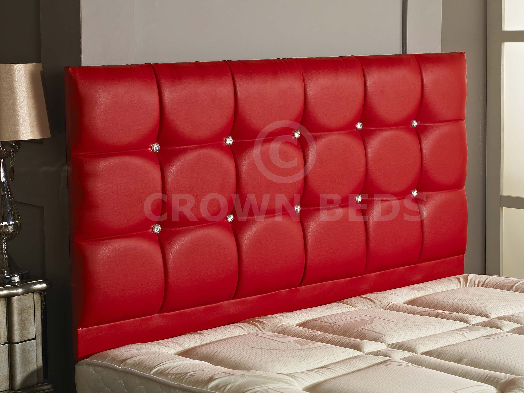 CROWNBEDSUK REGAL FAUX LEATHER HEADBOARD IN 2ft6,3ft,4ft,4ft6,5ft,6ft, 26'' HIGH RED, 4FT6 (DOUBLE)