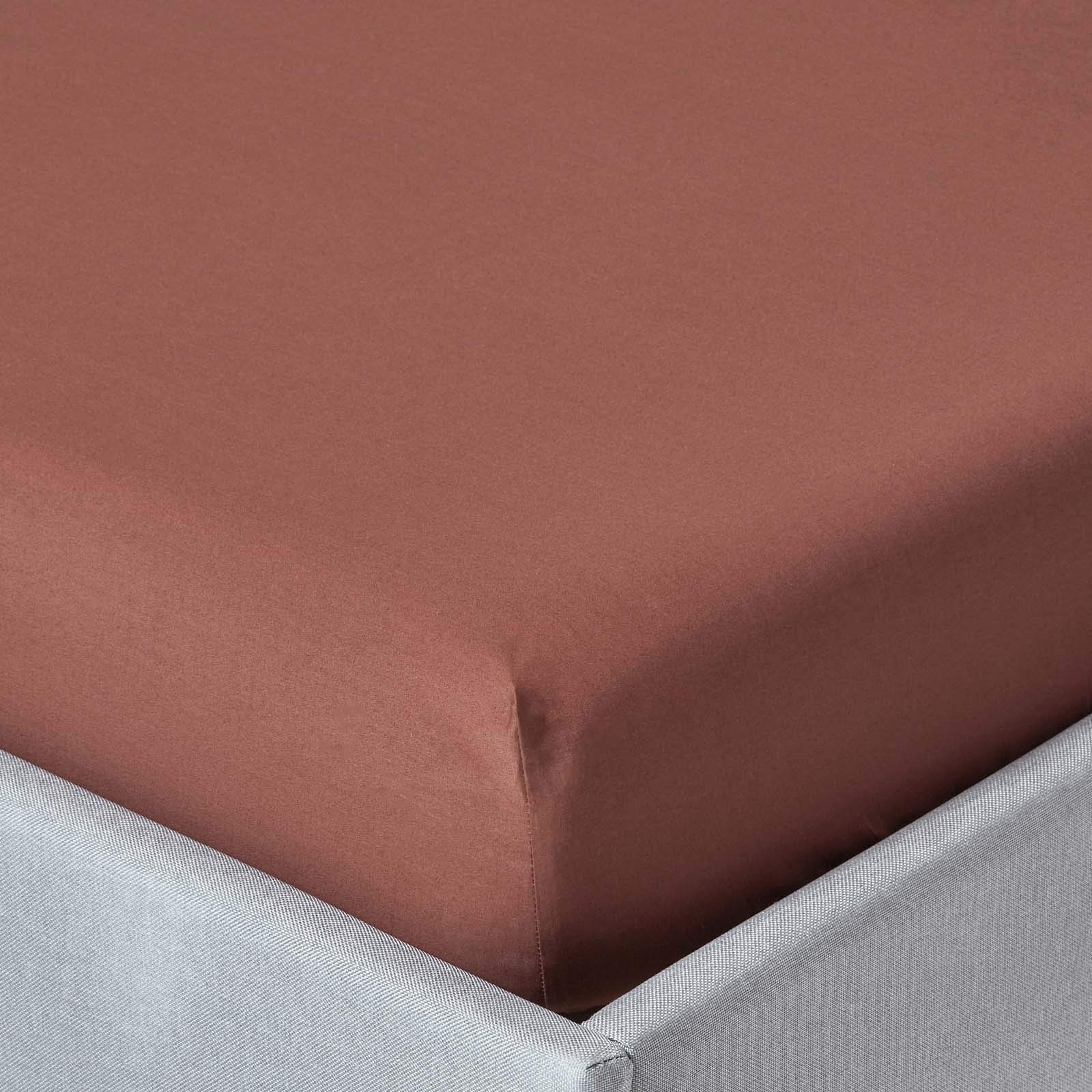 HOMESCAPES Chocolate Brown Deep Fitted Sheet (12”) Small Double 200 TC 400 Thread Count Equivalent Pure Egyptian Cotton Bed Sheet with Fully Elasticated Skirt