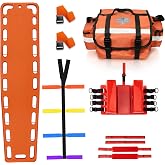 SURGICAL ONLINE First Responder EMT Backboard Spine Board Stretcher Immobilization with Head Bed and Spider Straps - Gift EMT Trauma Bag &hellip; (Orange)