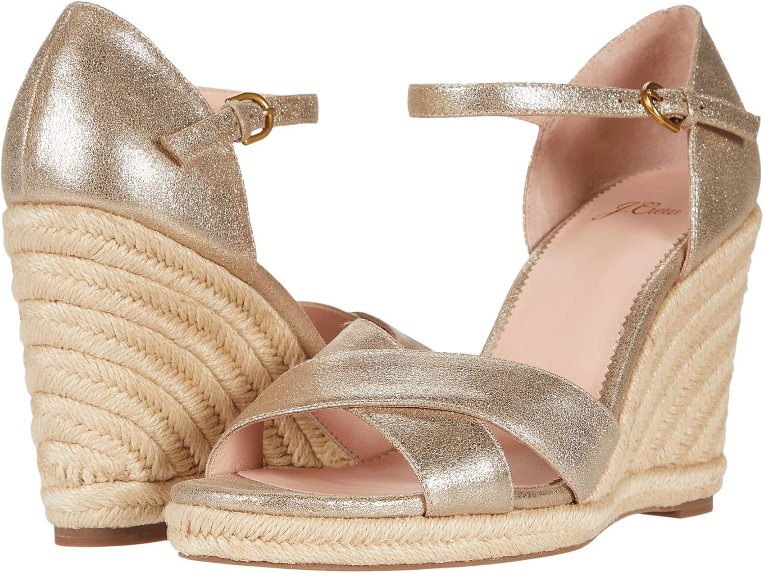 metallic espadrille sandals